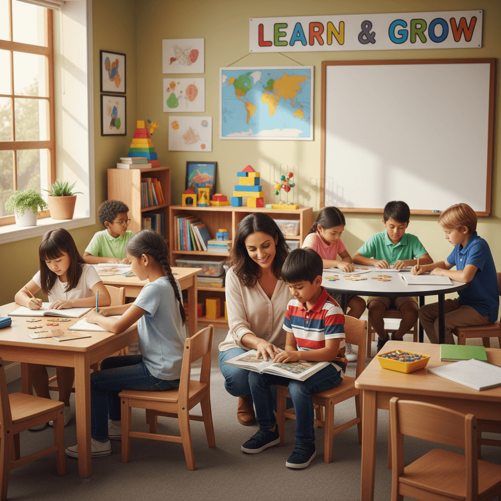 Students engaged in learning in welcoming classroom