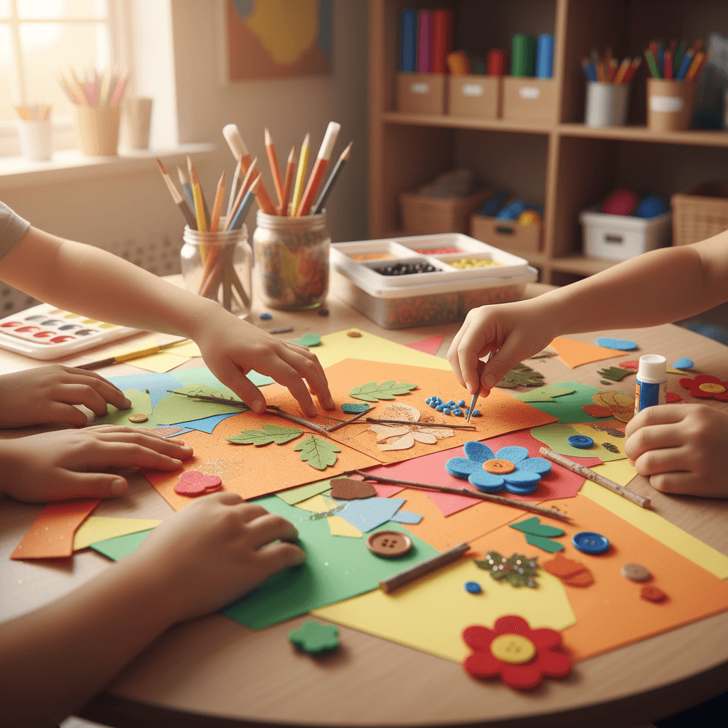 Children engaged in creative learning activities