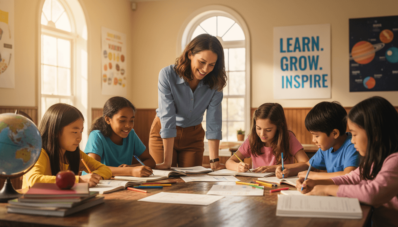 Students exploring nature with learning guidance