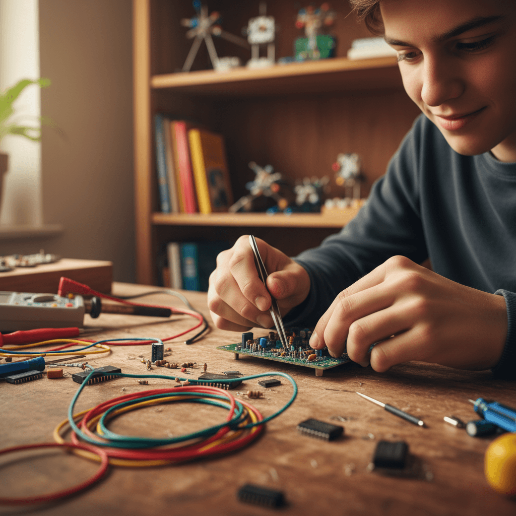Children's hands engaged in interactive learning activity